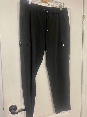 Women's Black Cargo Jogger Pants with Drawstring Waist
